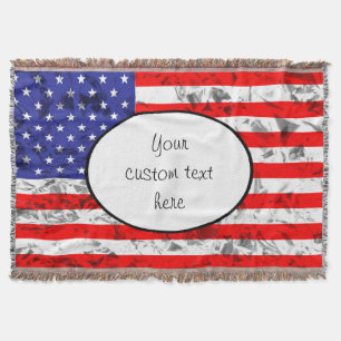 Patriotic American Flag Design Throw Blanket