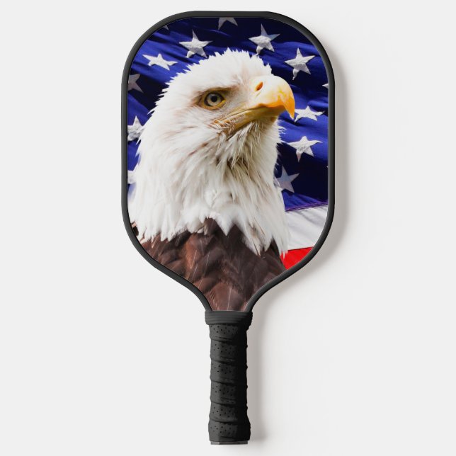 Patriotic American Flag Eagle Monogram Pickleball Paddle (Front)