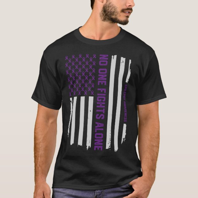 Patriotic American Flag Epilepsy Awareness T-Shirt (Front)