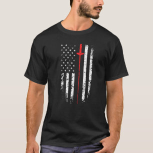 Patriotic American Flag Fencing T-Shirt