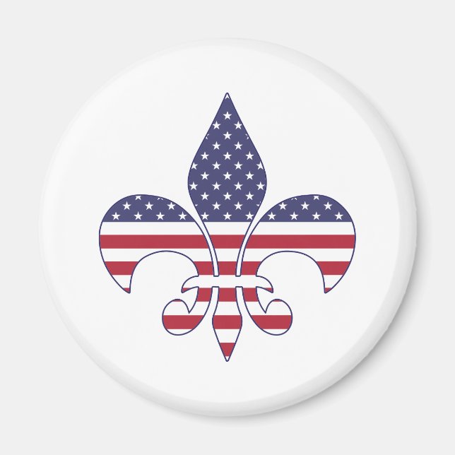 Patriotic American Flag Fleur-de-lis Magnet (Front)