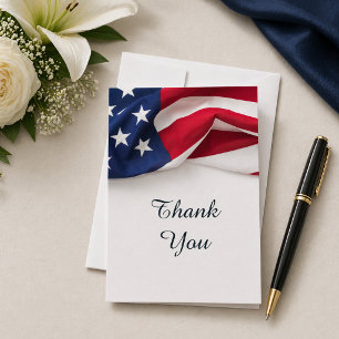 PATRIOTIC American Flag Funeral Thank You Card