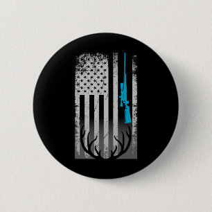 Patriotic American Flag Funny Deer Hunting Love De 2 Inch Round Button