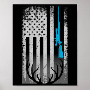 Patriotic American Flag Funny Deer Hunting Love De Poster