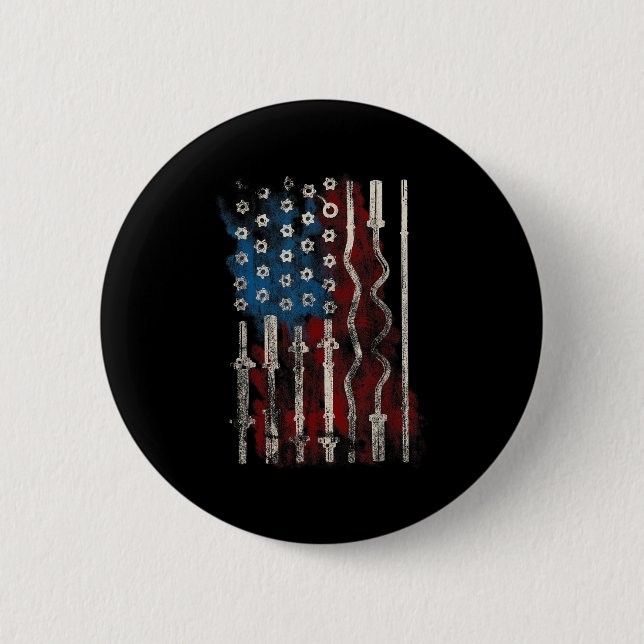 Patriotic American Flag Gym For Weight Lifters  2 Inch Round Button (Front)