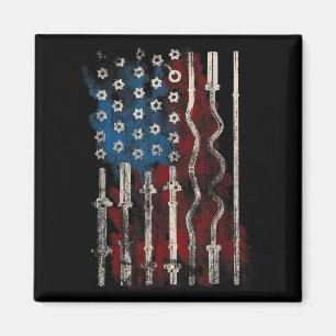 Patriotic American Flag Gym For Weight Lifters  Magnet