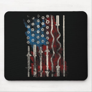 Patriotic American Flag Gym For Weight Lifters Mouse Pad