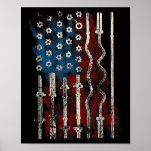 Patriotic American Flag Gym For Weight Lifters  Poster