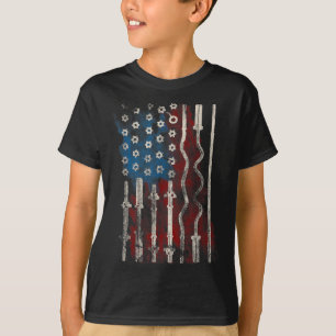 Patriotic American Flag Gym For Weight Lifters  T-Shirt