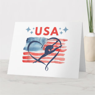 Patriotic American Flag Gymnastics Design for USA Card