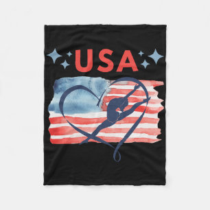 Patriotic American Flag Gymnastics Design For Usa Fleece Blanket
