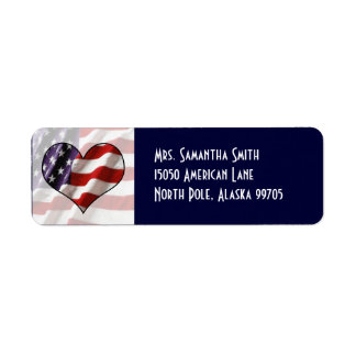 Patriotic American Flag Heart Address Label