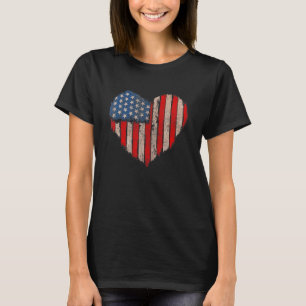 Patriotic American Flag Heart Independence Day 4th T-Shirt