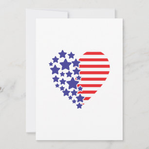 Patriotic American Flag Heart Invitation