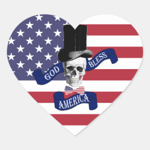 Patriotic American flag Heart Sticker
