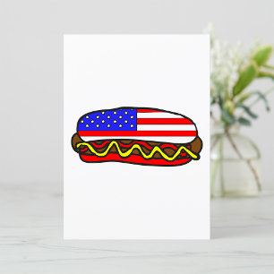 Patriotic American Flag Hot Dog  Invitation