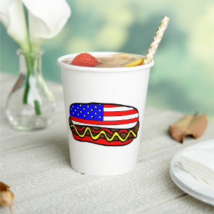 Patriotic American Flag Hot Dog  Paper Cups