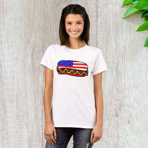 Patriotic American Flag Hot Dog  T-Shirt