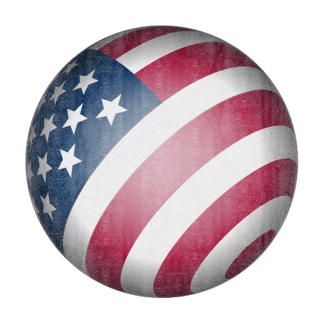 Patriotic American Flag in 3D Globe Design  Cutting Board (Front)