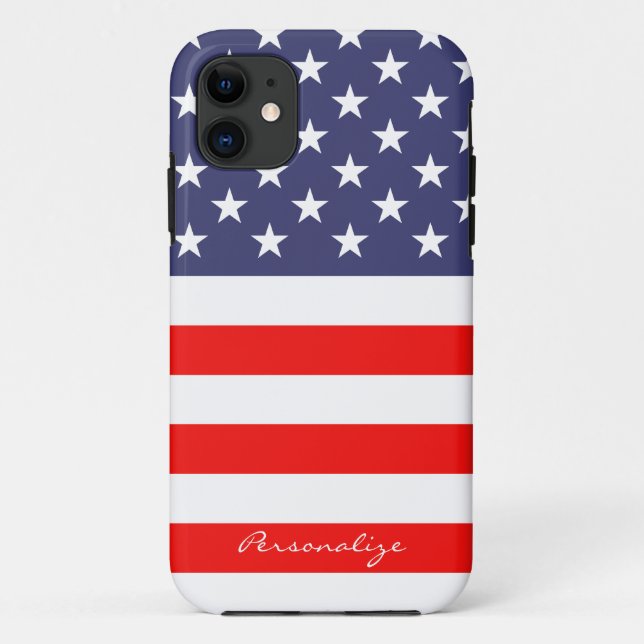 Patriotic American Flag Iphone 11 case Personalize (Back)