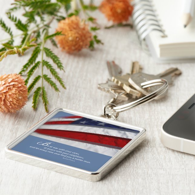 Patriotic, American Flag Keychain (Side)