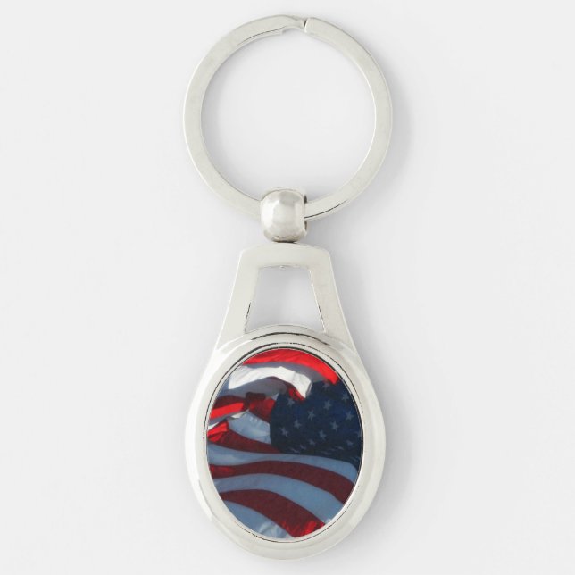 Patriotic American Flag Keychain (Front)