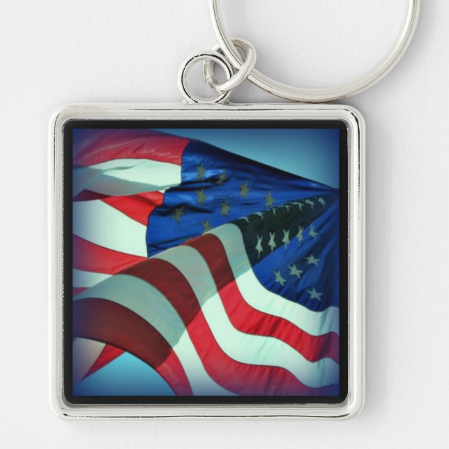 Patriotic American Flag Keychain (Front)