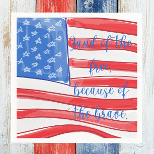 Patriotic American Flag Land of the Free Napkin