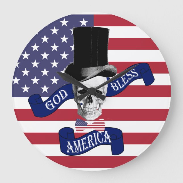 Patriotic American flag Large Clock (Front)