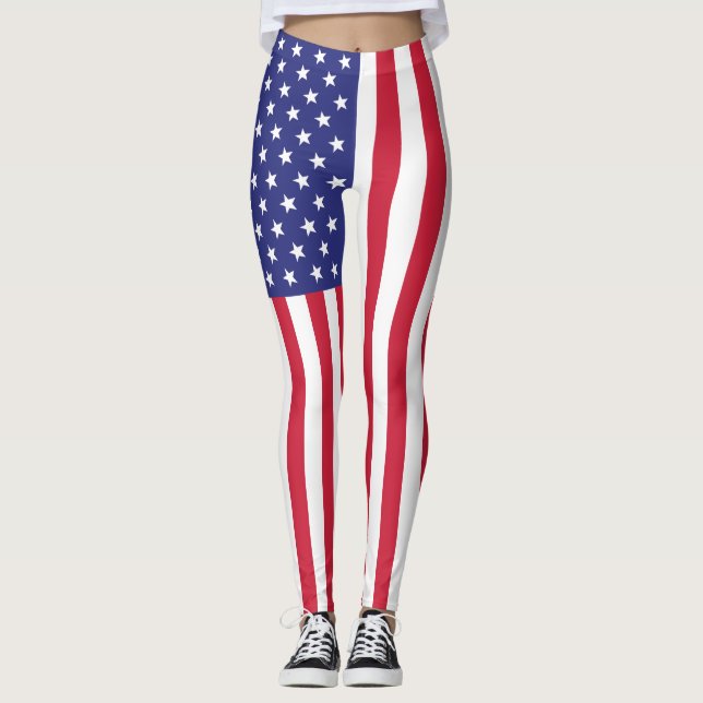 Patriotic American Flag Leggings (Front)