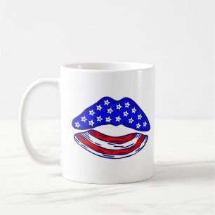 patriotic american flag lips usa coffee mug