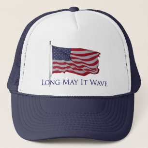 patriotic american flag long may it wave trucker hat