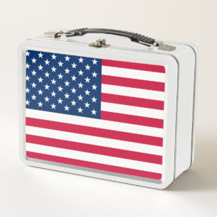 Patriotic American Flag Metal Lunch Box