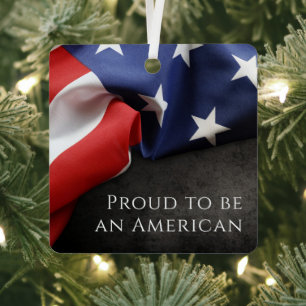 Patriotic American Flag Metal Ornament