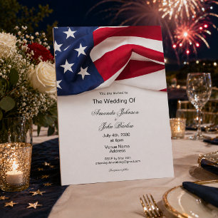 PATRIOTIC American Flag Military Elegant Wedding Invitation