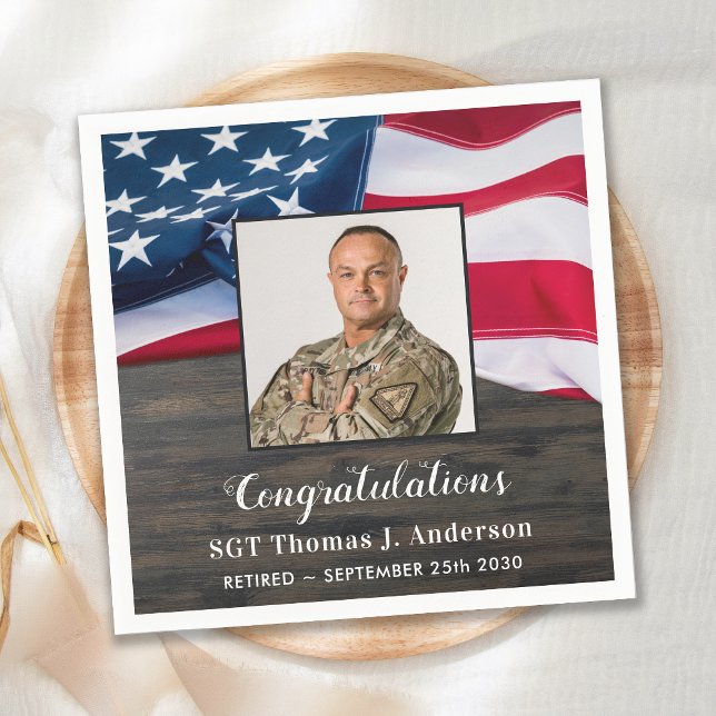 Patriotic American Flag Military Retirement Napkin (Creator Uploaded)