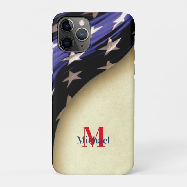 Patriotic American Flag Monogram Case-Mate iPhone Case (Back)