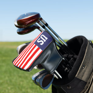 Patriotic American flag monogram golf putter cover
