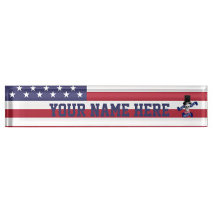 Patriotic American flag Nameplate