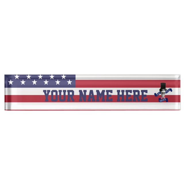 Patriotic American flag Nameplate (Front)