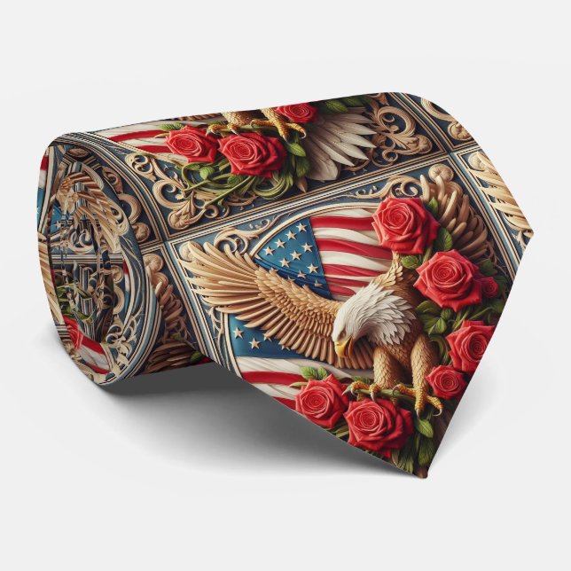 Patriotic American Flag Neck Tie (Rolled)