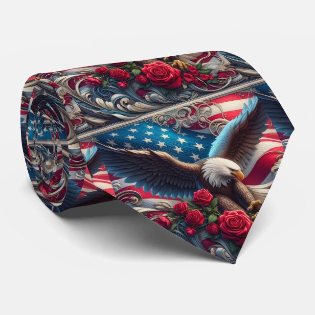 Patriotic American Flag Neck Tie (Rolled)