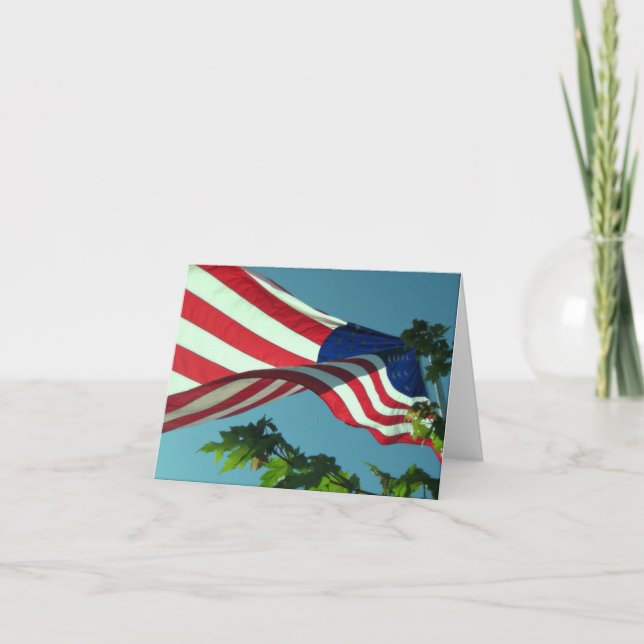 Patriotic American Flag Note Card (Front)