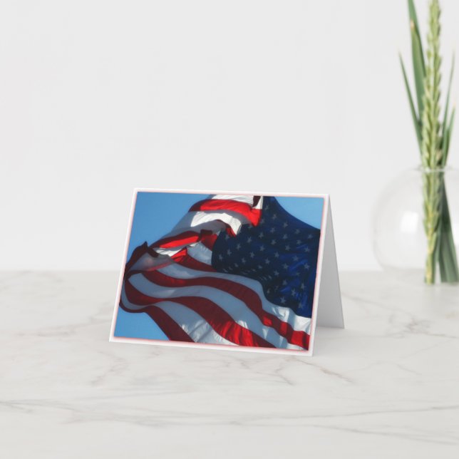 Patriotic American Flag Note Card (Front)
