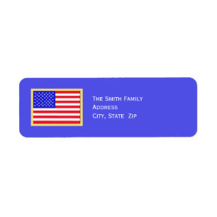 Patriotic American Flag on Blue
