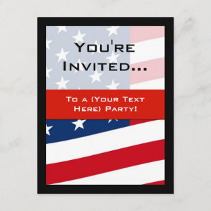 Patriotic American Flag Party Invitations, General Invitation
