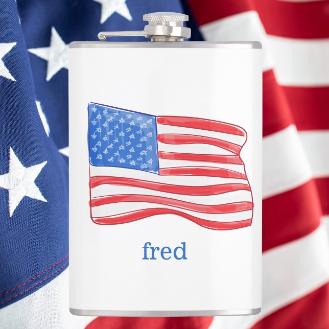 Patriotic American Flag Personalized Hip Flask (Creator Uploaded)