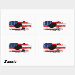 Patriotic American Flag Personalized Pickleball Sticker