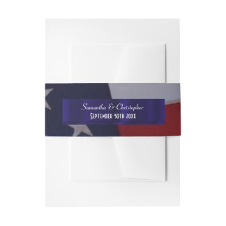 Patriotic American flag personalized wedding Invitation Belly Band