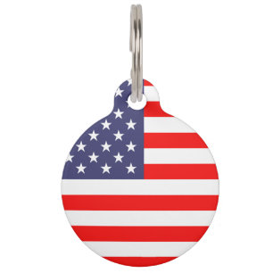 Patriotic American flag pet tag for dog or cat